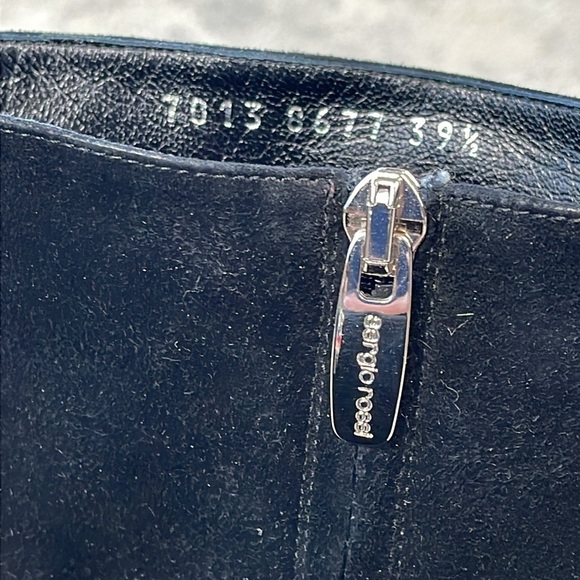 Sergio Rossi 80mm Black Suede Booties Squared Pointed Toe Buckle Sz 39.5 - Picture 3 of 15